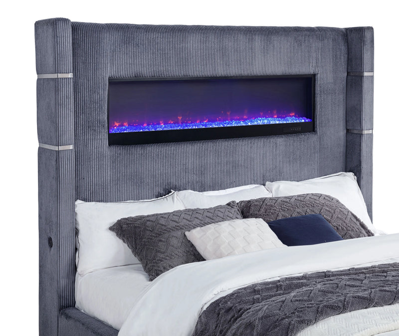Tisdall Wingback Bed with Flame Visualizer