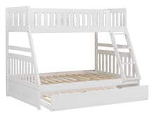 Load image into Gallery viewer, Galen Twin/Full Bunk Bed w/ Twin Trundle in White B2053TFW-1R