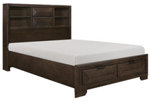 Load image into Gallery viewer, Chesky Queen Bookcase Bed with Footboard Storage in Warm Espresso 1753-1