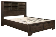Load image into Gallery viewer, Chesky Queen Bookcase Bed with Footboard Storage in Warm Espresso 1753-1