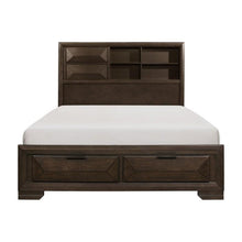 Load image into Gallery viewer, Chesky Queen Bookcase Bed with Footboard Storage in Warm Espresso 1753-1