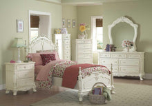 Load image into Gallery viewer, Cinderella Twin Poster Bed in Antique White 1386TNW-1