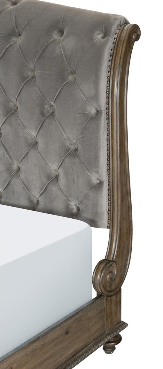 Rachelle Queen Sleigh Bed in Weathered Pecan 1693-1