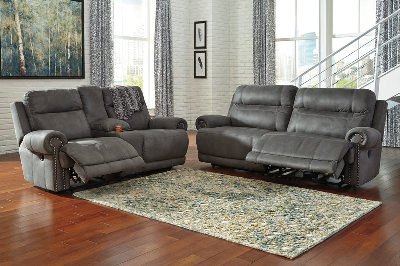 Austere Reclining Loveseat with Console